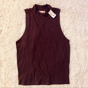 Maroon Ribbed Crop Top